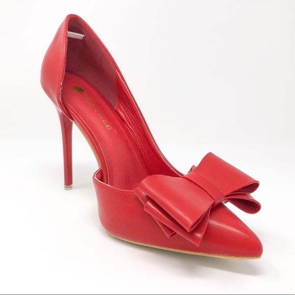 Red Bow Pointed Toe High Heels, Shoes, Stilettos - Picture 2 of 12
